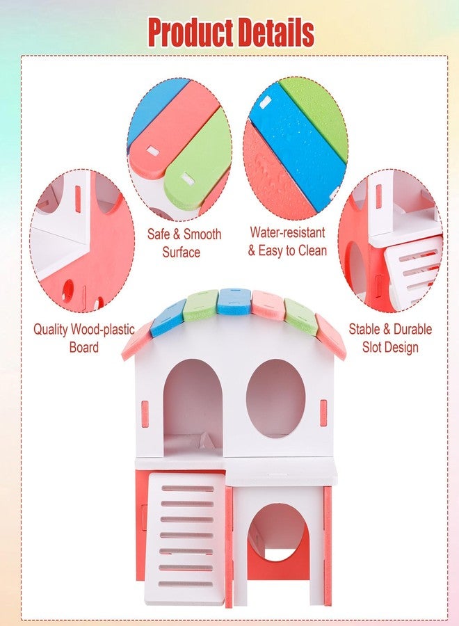 MCEAST 10 Pieces Fun Hamster Toys Set Include DIY Wooden Gerbil Hideout Hamster House Rainbow Bridge Seesaw Swing Roller Pet Exercise Chew Play Toys Guinea Pig Cage Accessories for Small Animals - Image 3
